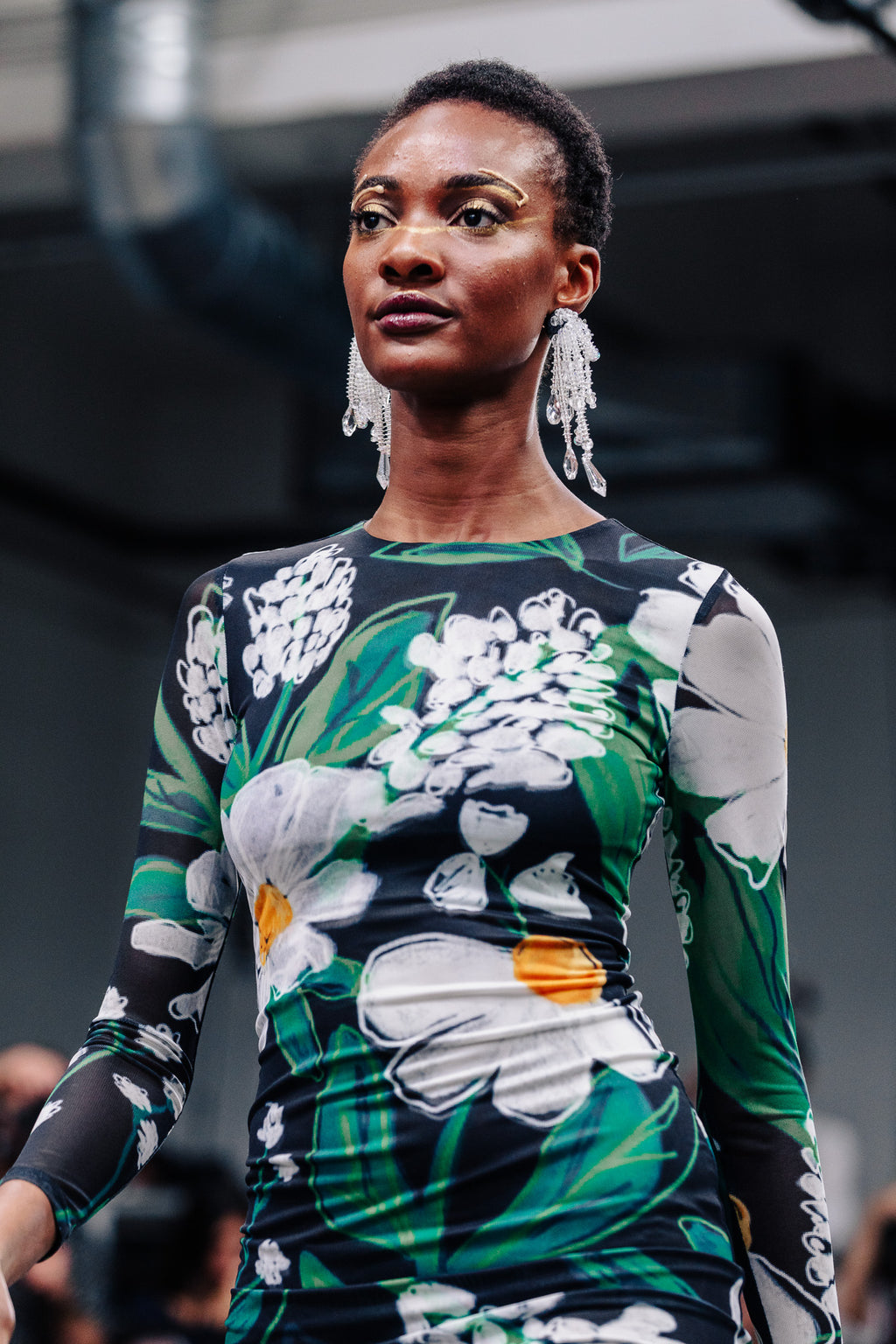 MAUDE MESH DRESS – Floral Midi Recycled Mesh