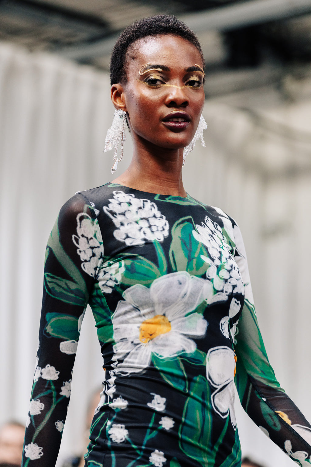 MAUDE MESH DRESS – Floral Midi Recycled Mesh