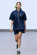 YAYA DENIM SHORTS – High-Waist Contrast Stitch Sustainable Denim