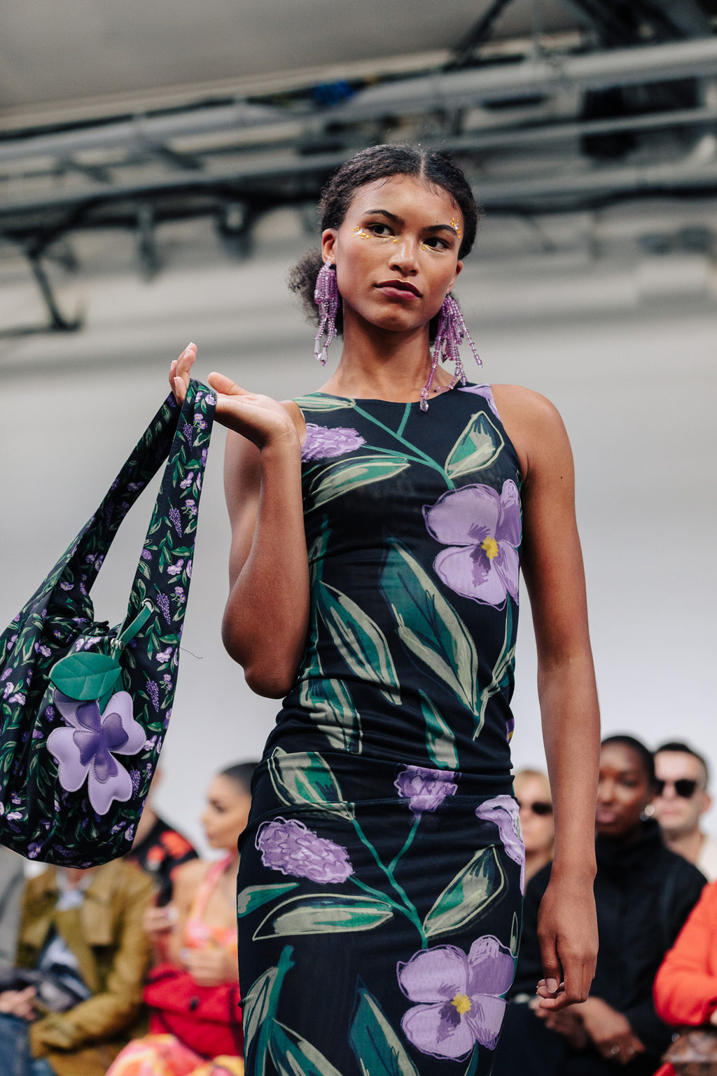 NOELLE MESH DRESS – Hand-Drawn Floral Recycled Mesh
