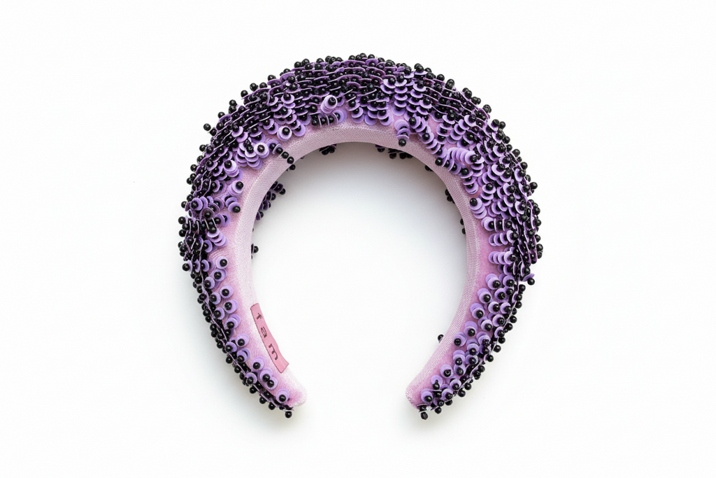 EMMY PURPLE HEADBAND – Handmade Sequin & Beads