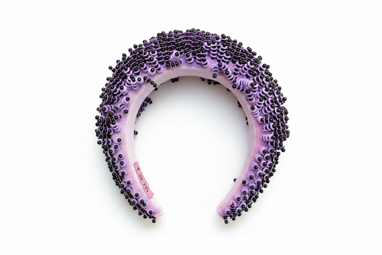 EMMY PURPLE HEADBAND – Handmade Sequin & Beads