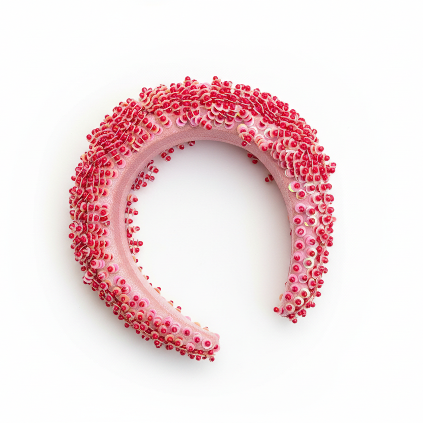 ELLIE PINK HEADBAND – Handmade Sequin & Beads
