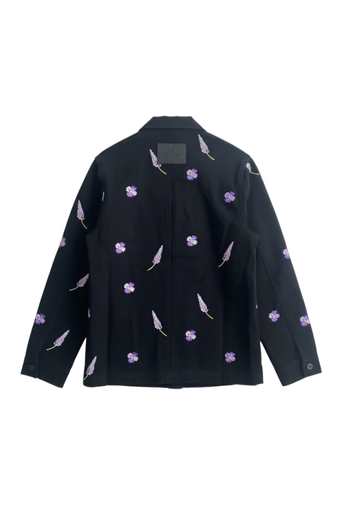 Black Embroidered Chore Jacket Back