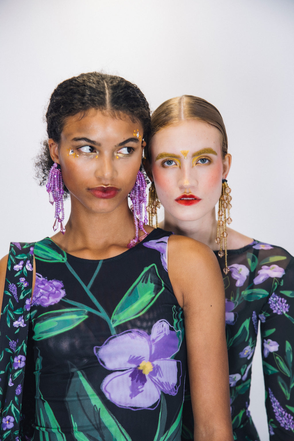NOELLE MESH DRESS – Hand-Drawn Floral Recycled Mesh