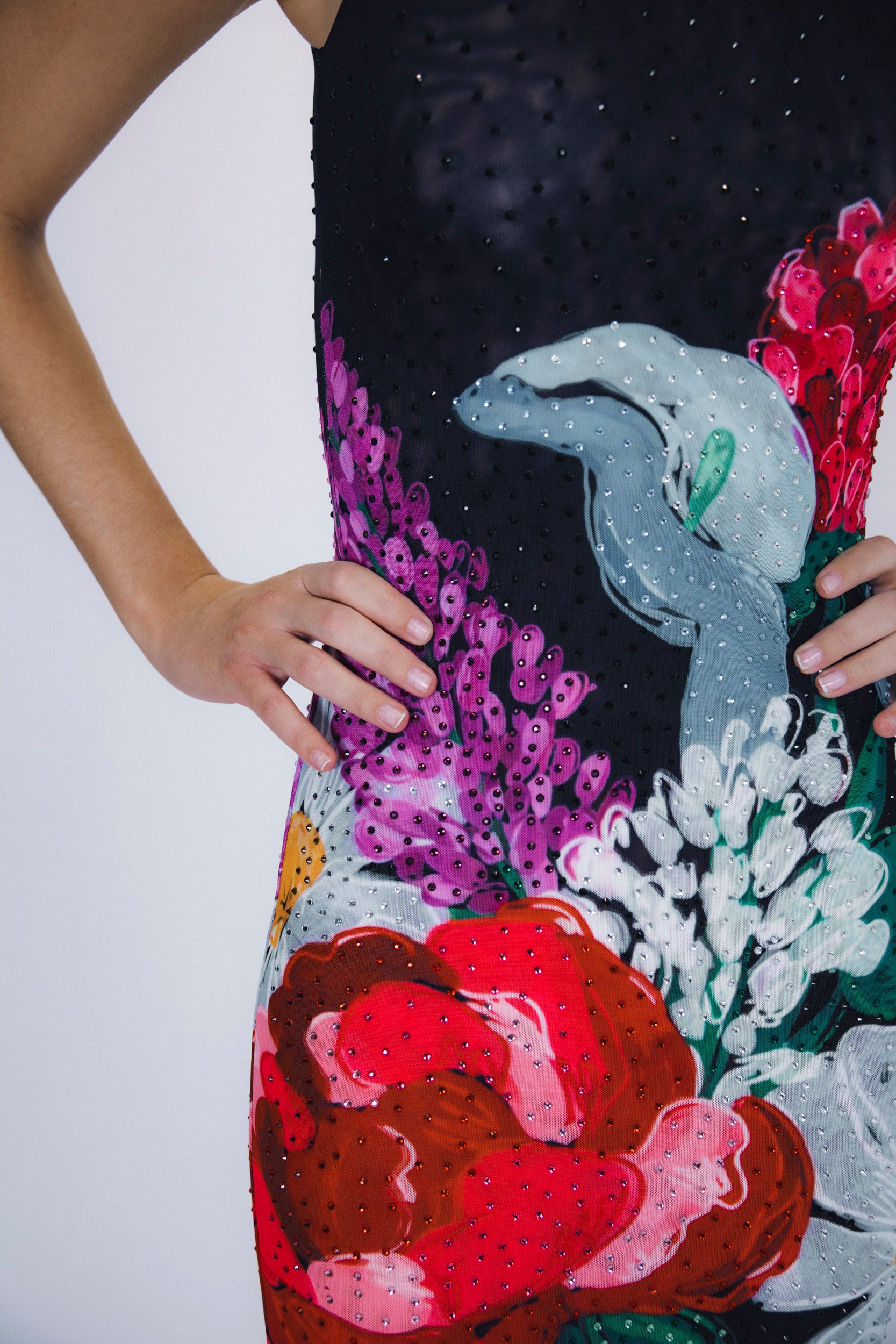 HUNNY MESH DRESS – Floral Bling Recycled Mesh