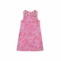 "Pink Pixie vintage A-line dress in rare 1960s deadstock fabric with hand-sewn jewelled collar — FAM IRVOLL"